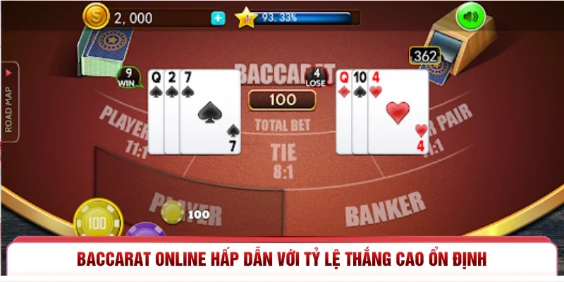 Baccarat online hấp dẫn với tỷ lệ thắng cao ổn định